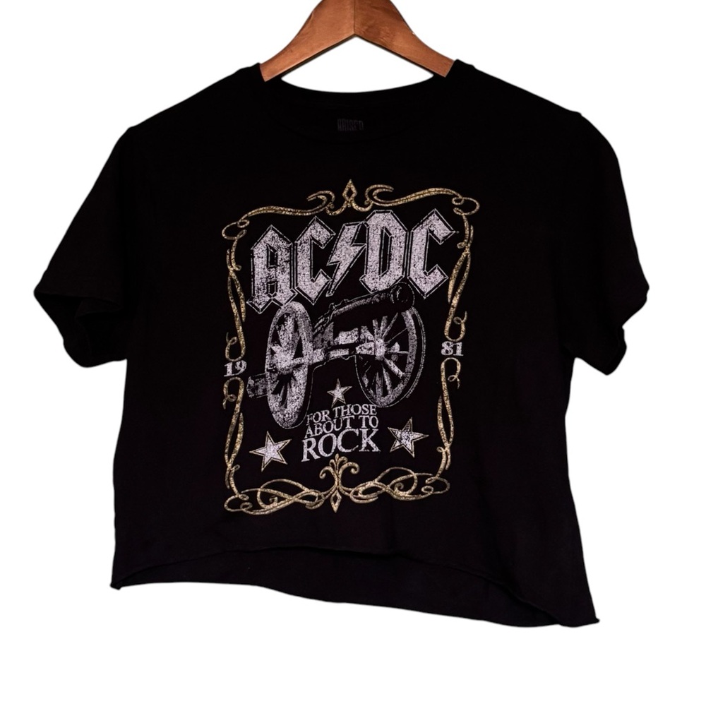 AC/DC For Those About To Rock Cut Off Crop Tee Size Large